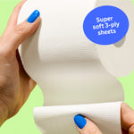 Super soft 3-ply bamboo toilet paper being held