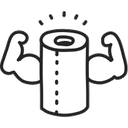 Cartoon paper towel roll flexing strong arms